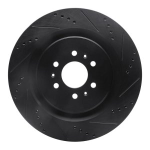 Cadillac CTS Brake Rotor (1) - Rear Right - R1 Concepts - Drilled & Slotted - Black - `04-`11
